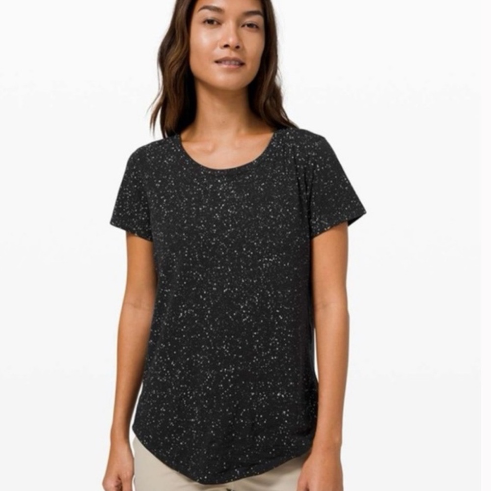 lululemon Athletics Black Speckled Short Sleeve Athletic T-Shirt